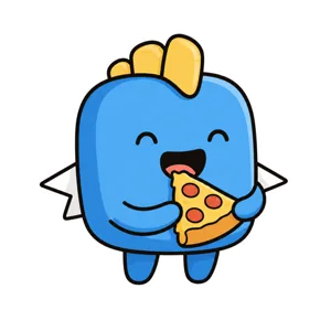 Atli eating pizza