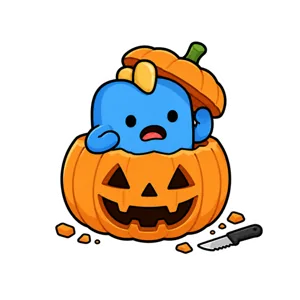 Atli in a pumpkin